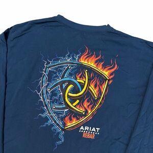 Ariat Rebar Air Shock Long Sleeve Shirt Men’s XL Blue Lightning Flames